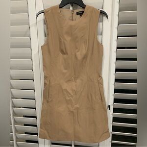 Theory "Poplin Shift" Dress Tan